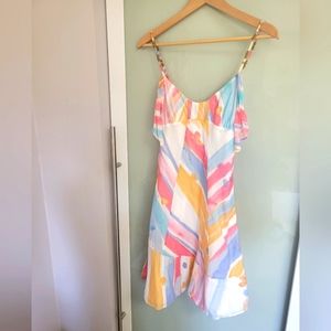 Armani Exchange Abstract Watercolor Cotton/Silk Mini Dress Barbiecore Size 6